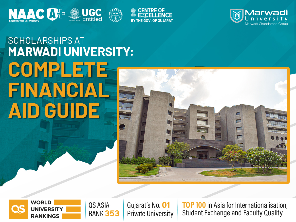 Students receiving scholarships at Marwadi University Rajkot