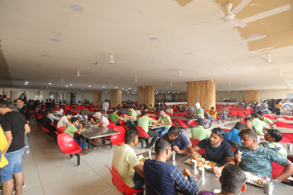 Campus cafeteria and lunch area at Marwadi University, Rajkot, Gujarat