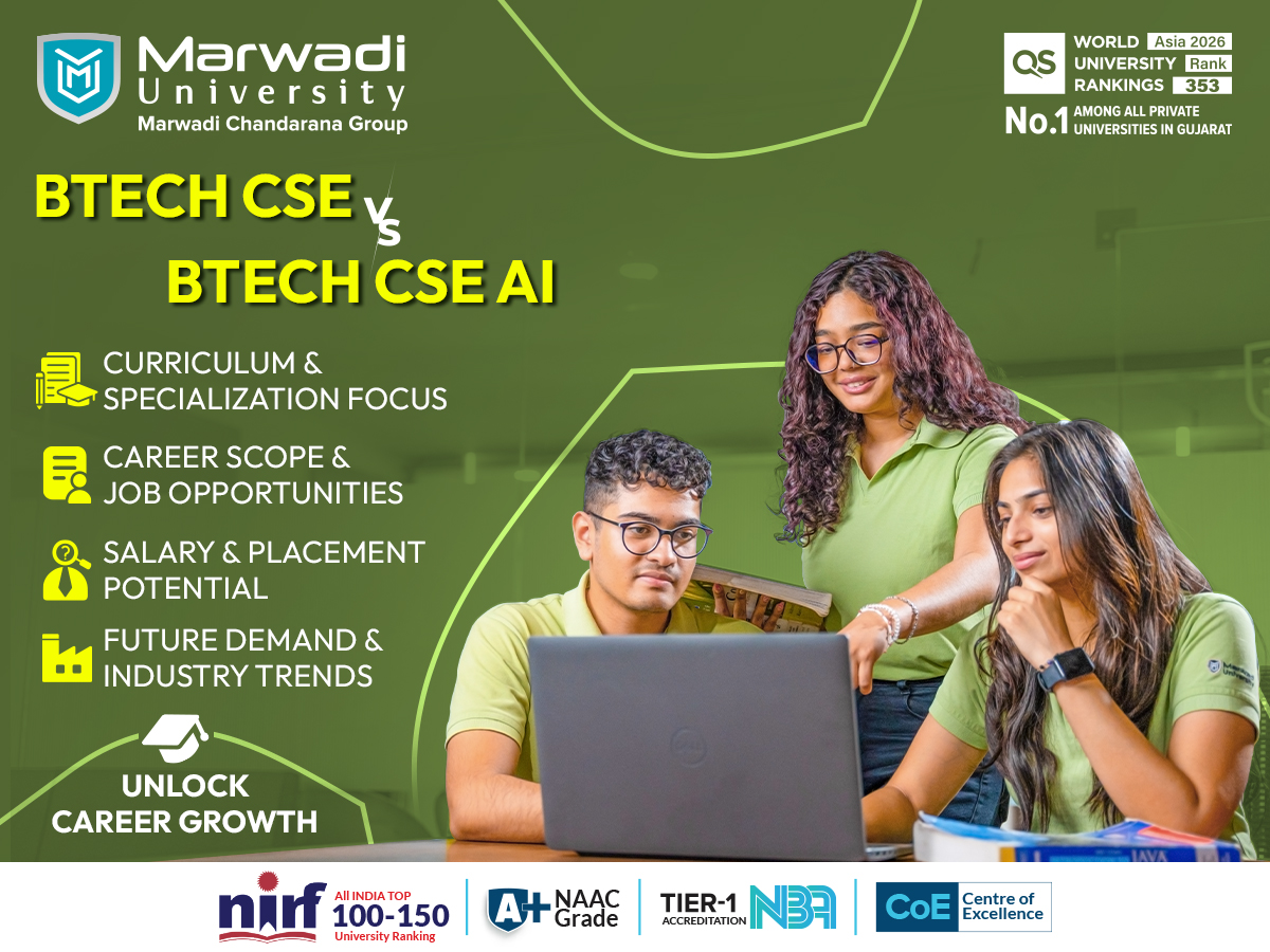 BTech CSE vs BTech CSE AI comparison showing career scope, salary, skills and placement opportunities in 2026