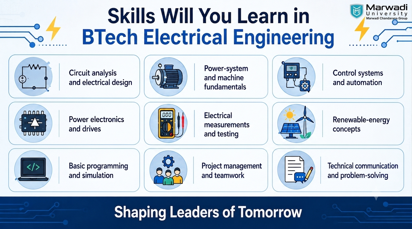 BTech Electrical Engineering students at Marwadi University